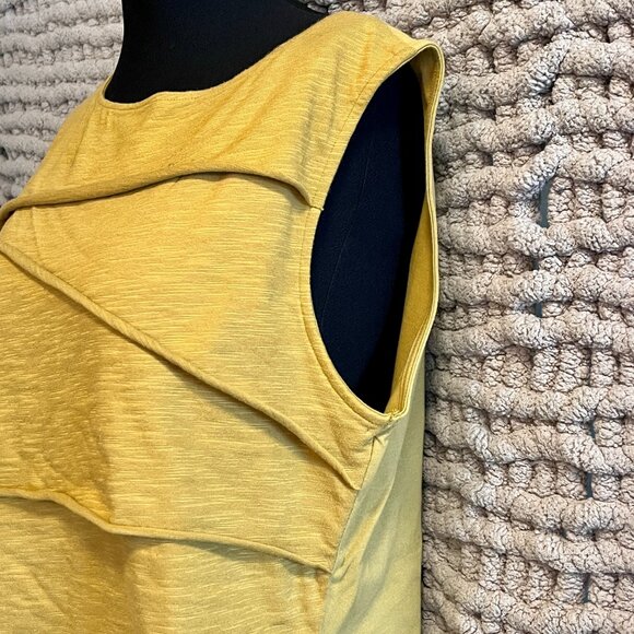 Yellow tank top Layered tank Tiered tank top Mustard yellow top Sleeveless top C - Picture 3 of 6